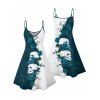 Robe gothique monochrome à motif de crânes de roses, bretelles spaghetti, col en V, coupe trapèze, mini-robe débardeur de vacances - Bleu profond XXXXXL | US 20