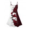 Robe gothique monochrome à motif de crânes de roses, bretelles spaghetti, col en V, coupe trapèze, mini-robe débardeur de vacances - Rouge foncé XXXXXL | US 20