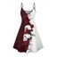 Robe gothique monochrome à motif de crânes de roses, bretelles spaghetti, col en V, coupe trapèze, mini-robe débardeur de vacances - Noir XXXL | US 16