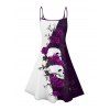 Robe gothique monochrome à motif de crânes de roses, bretelles spaghetti, col en V, coupe trapèze, mini-robe débardeur de vacances - Concorde M | US 6