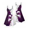 Robe gothique monochrome à motif de crânes de roses, bretelles spaghetti, col en V, coupe trapèze, mini-robe débardeur de vacances - Concorde M | US 6