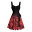 Robe de plage courte à col en cœur et ceinture froncée à motif pieuvre ombré - Rouge XXXXXL | US 20