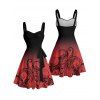 Robe de plage courte à col en cœur et ceinture froncée à motif pieuvre ombré - Rouge XXXXXL | US 20