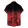 Vacation Couple Outfit Ombre Octopus Pattern Ruched Bust Belt Sweetheart Neck Dress and Button Up Shirt Beach Matching Outfit - Rouge S | US 4
