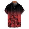 Vacation Couple Outfit Ombre Octopus Pattern Ruched Bust Belt Sweetheart Neck Dress and Button Up Shirt Beach Matching Outfit - Rouge S | US 4
