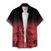 Vacation Couple Outfit Ombre Octopus Pattern Ruched Bust Belt Sweetheart Neck Dress and Button Up Shirt Beach Matching Outfit - Rouge S | US 4