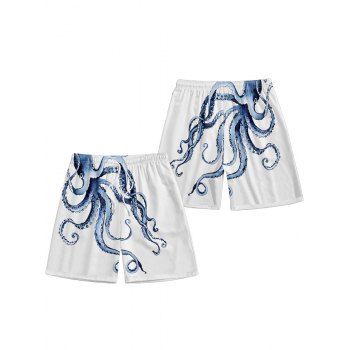 Vacation Couple Outfit Octopus Foot Print Tank Top Wide Leg Pants and Button Up Shirt Drawstrings Shorts Beach Matching Outfit