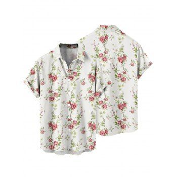 Vacation Couple Outfit Floral Print Zipper Back Dress Solid Lace Up Corset Belt Set and Button Up Shirt Matching Outfit