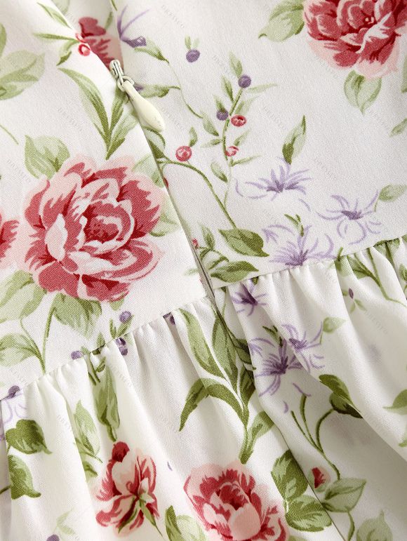 Vacation Couple Outfit Floral Print Zipper Back Dress Solid Lace Up Corset Belt Set and Button Up Shirt Matching Outfit - Blanc S | US 4