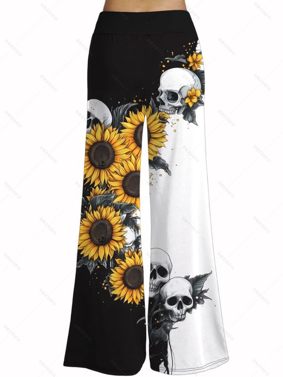 Sunflower Skulls Butterfly Lace Gothic Tank Top Elastic Wide Leg Pants and Button Up Shirt Drawstring Beach Shorts Outfit - Noir S | US 4