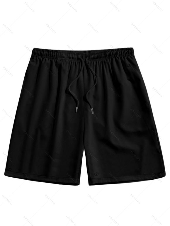 Ensemble chemise gothique à motif tête de mort et tournesols contrastés pour homme et short de plage uni à cordon de serrage - Noir S | US 4