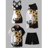 Sunflower Skulls Butterfly Lace Gothic Tank Top Elastic Wide Leg Pants and Button Up Shirt Drawstring Beach Shorts Outfit - Noir S | US 4