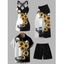 Sunflower Skulls Butterfly Lace Gothic Tank Top Elastic Wide Leg Pants and Button Up Shirt Drawstring Beach Shorts Outfit - Noir S | US 4