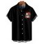 Chemise gothique à manches courtes et boutons pour homme, imprimé tête de mort rétro, motif feuilles de rose, style vacances - Noir 5XL