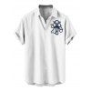 Chemise de vacances pour homme à imprimé cartes à jouer poulpe, boutonnée, retroussée, manches courtes, décontractée - Blanc 5XL