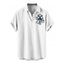 Chemise de vacances pour homme à imprimé cartes à jouer poulpe, boutonnée, retroussée, manches courtes, décontractée - Blanc 5XL