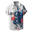 Chemise de vacances à imprimé floral et vagues de poulpe pour homme, chemise de plage à manches courtes et boutonnée et retroussable - Blanc 5XL