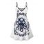 Robe de vacances à imprimé cartes à jouer poulpe, bretelles spaghetti, col en V, coupe trapèze, mini, décontractée - Blanc XXXXXL | US 20