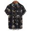 Chemise gothique à manches courtes et boutons, motif soleil, lune, étoiles et crânes, idéale pour les fêtes - Noir 5XL
