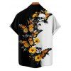 Chemise gothique monochrome à imprimé tête de mort et papillon pour homme, boutonnée, retroussée, manches courtes, idéale pour les fêtes - Noir 5XL