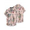 Chemise vintage à manches courtes et boutons pour homme, motif tête de mort et sirène, style vacances - Rose clair 5XL