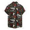 Chemise gothique à manches courtes et boutons pour homme, motif tête de mort, plante, champignon, vacances - Noir 5XL