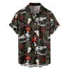 Chemise gothique à manches courtes et boutons pour homme, motif tête de mort, plante, champignon, vacances - Noir 5XL