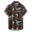 Chemise gothique à manches courtes et boutons pour homme, motif tête de mort, plante, champignon, vacances - Noir 5XL