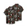 Chemise gothique à manches courtes et boutons pour homme, motif tête de mort, plante, champignon, vacances - Noir 5XL