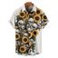 Chemise gothique à manches courtes et boutons pour homme, imprimé feuilles et crânes de tournesol, style vacances - Beige 5XL