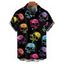 Chemise gothique à imprimé tête de mort colorée pour homme, boutonnée, retroussée, manches courtes, pour les fêtes - multicolor 5XL