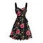 Robe de vacances à motif floral et chaîne sur toute la surface, ceinture froncée sur le buste, col en cœur, mini-robe décontractée trapèze - Noir XXXXXL | US 20