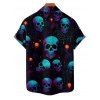 Chemise gothique à manches courtes et boutons pour homme, motif tête de mort et toile d'araignée - Noir 5XL