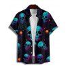 Chemise gothique à manches courtes et boutons pour homme, motif tête de mort et toile d'araignée - Noir 5XL