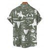 Chemise de vacances pour homme, style cowboy western, motif cactus, lettres, boutonnée, retroussée, manches courtes, style cottagecore - Vert profond 5XL
