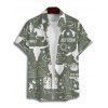 Chemise de vacances pour homme, style cowboy western, motif cactus, lettres, boutonnée, retroussée, manches courtes, style cottagecore - Vert profond 5XL