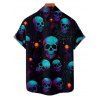 Gothic Couple Outfit Skulls Spider Web Print Ruched Bust Sweetheart Neck A Line Mini Dress and Button Up Shirt Holiday Matching Outfit - Noir S | US 4