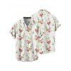 Chemise de vacances à motif floral et feuilles pour homme, boutonnée, retroussée, manches courtes, décontractée - Blanc 5XL