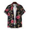 Vacation Couple Outfit Allover Chain Floral Pattern Ruched Bust Belt Sweetheart Neck A Line Mini Dress and Button Up Shirt Casual Matching Outfit - Noir S | US 4