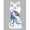 Vacation Couple Outfit Octopus Foot Print Tank Top Wide Leg Pants and Button Up Shirt Drawstrings Shorts Beach Matching Outfit - Blanc S | US 4