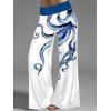 Vacation Couple Outfit Octopus Foot Print Tank Top Wide Leg Pants and Button Up Shirt Drawstrings Shorts Beach Matching Outfit - Blanc S | US 4