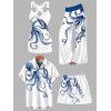 Vacation Couple Outfit Octopus Foot Print Tank Top Wide Leg Pants and Button Up Shirt Drawstrings Shorts Beach Matching Outfit - Blanc S | US 4