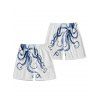 Vacation Couple Outfit Octopus Foot Print Tank Top Wide Leg Pants and Button Up Shirt Drawstrings Shorts Beach Matching Outfit - Blanc S | US 4