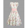 Vacation Couple Outfit Floral Print Zipper Back Dress Solid Lace Up Corset Belt Set and Button Up Shirt Matching Outfit - Blanc S | US 4
