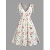 Vacation Couple Outfit Floral Print Zipper Back Dress Solid Lace Up Corset Belt Set and Button Up Shirt Matching Outfit - Blanc S | US 4