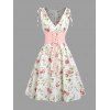 Vacation Couple Outfit Floral Print Zipper Back Dress Solid Lace Up Corset Belt Set and Button Up Shirt Matching Outfit - Blanc S | US 4