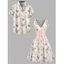 Vacation Couple Outfit Floral Print Zipper Back Dress Solid Lace Up Corset Belt Set and Button Up Shirt Matching Outfit - Blanc S | US 4