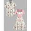 Vacation Couple Outfit Floral Print Waisted Cami Dress Lace Up Crop Top Set and Button Up Shirt Matching Outfit - Blanc S | US 4