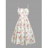 Vacation Couple Outfit Floral Print Waisted Cami Dress Lace Up Crop Top Set and Button Up Shirt Matching Outfit - Blanc S | US 4