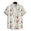 Vacation Couple Outfit Floral Print Waisted Cami Dress Lace Up Crop Top Set and Button Up Shirt Matching Outfit - Blanc S | US 4